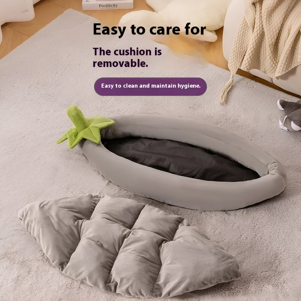 Removable washable dog and cat bed mat in brown, shown in L size (70x45 cm).