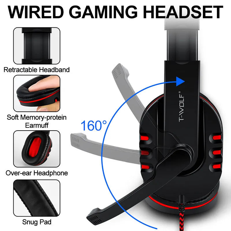 Thunder Wolf T800 wired USB keyboard and mouse gaming bundle set with luminous effects