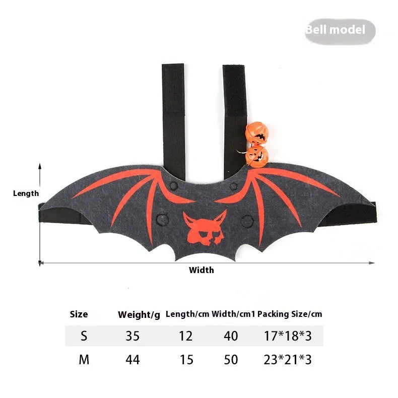 Halloween batwing costume for cat in felt fabric with tie closures