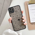 Clear transparent iPhone case showing phone design through TPU material