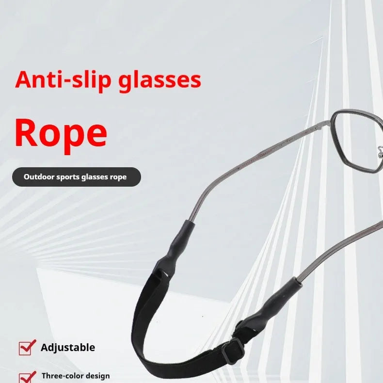 Black adjustable glasses cord strap with silicone earpieces for securing eyewear