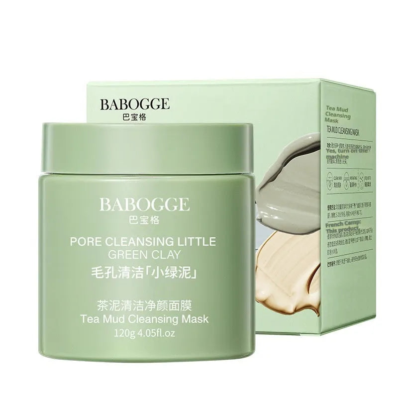 Tea mud clay mask 120g in packaging with daub-type applicator for facial deep cleansing
