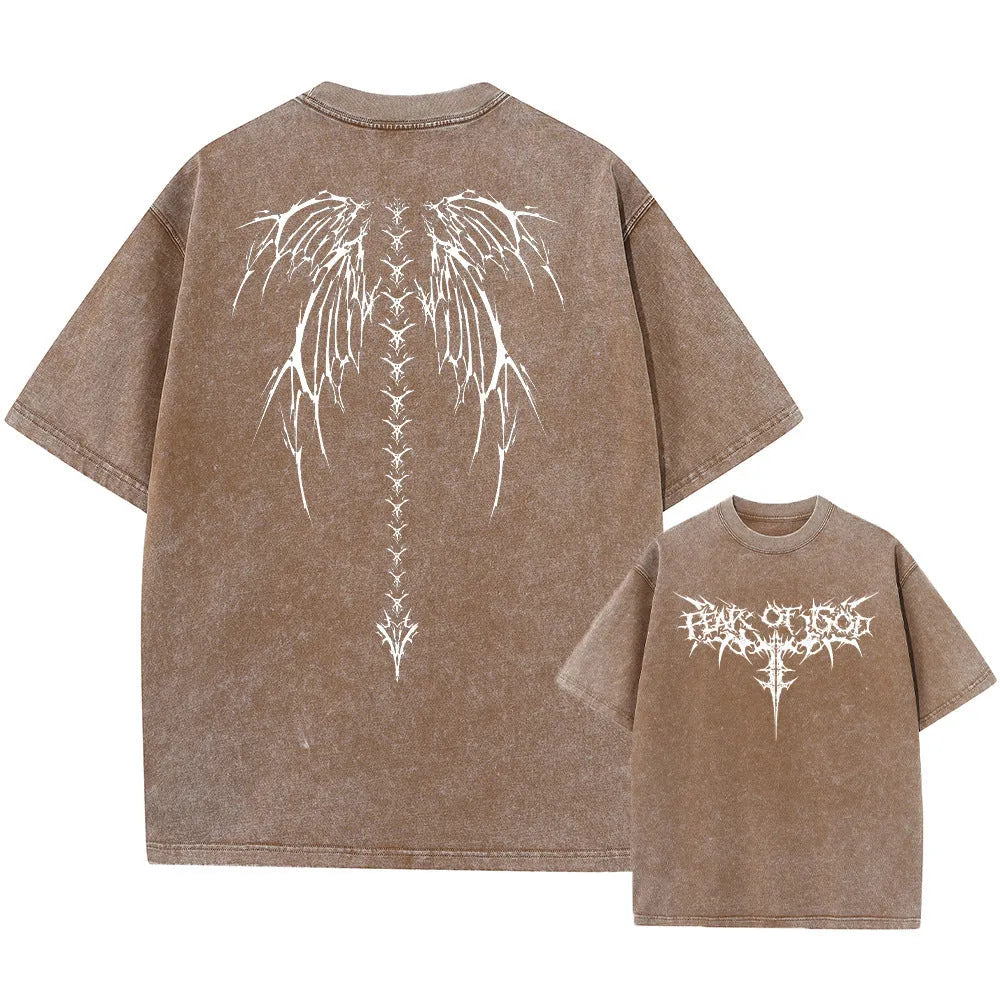 Men's oversized cotton t-shirt with drop-shoulder short sleeves in loose summer style