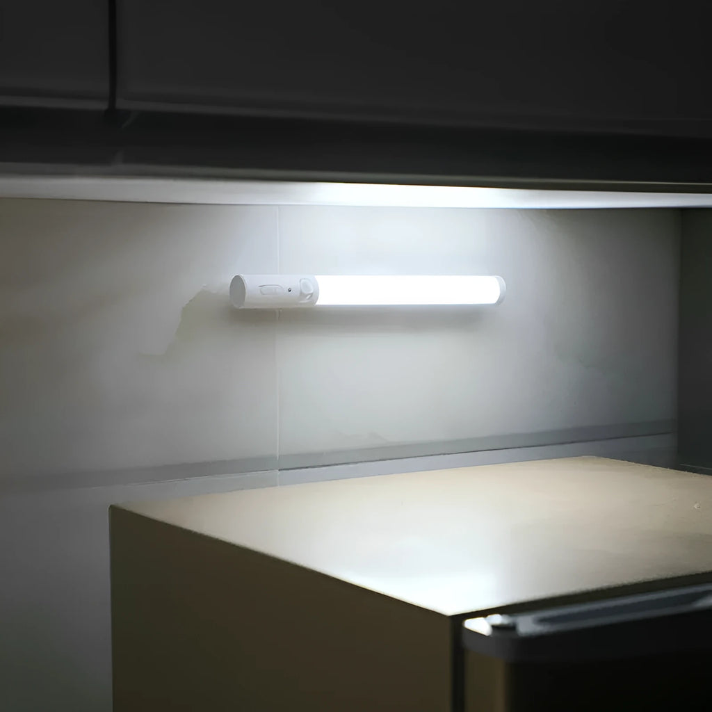 Human body induction LED cabinet wall light with magnetic mount and infrared sensor.