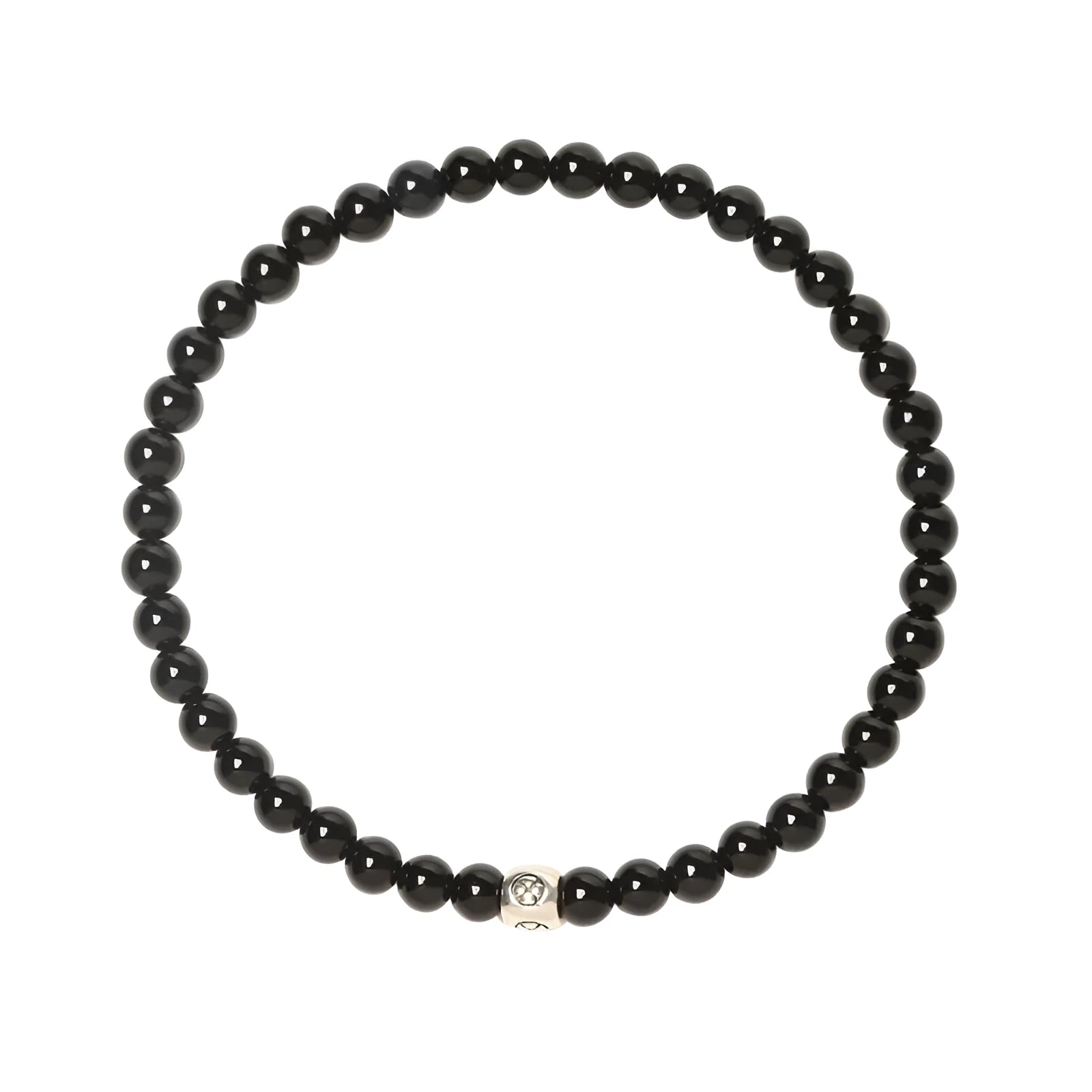 Fine obsidian agate blue san bracelet with 4mm black and blue beads, chamfered square grain, unisex free size electroplated jewellery
