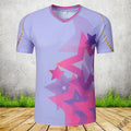 Unisex blue and black polyester badminton sportswear set with short sleeves and full-length trousers