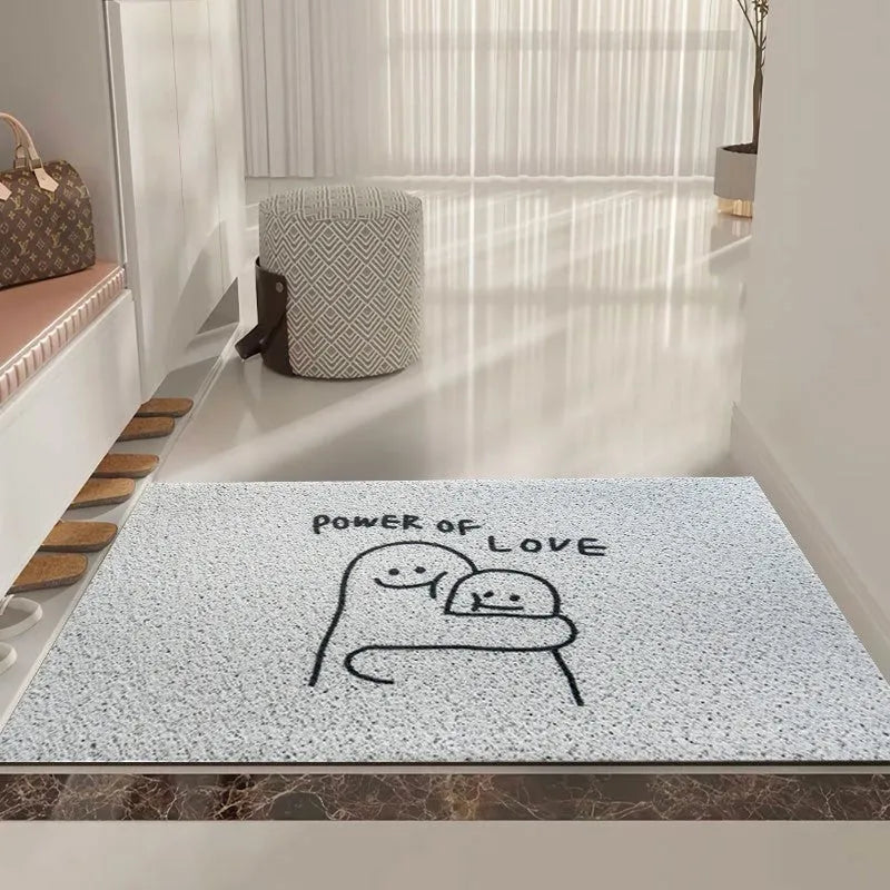Square PVC floor mat with a cartoon facial expression geometric pattern in Mr Big Nose colour.
