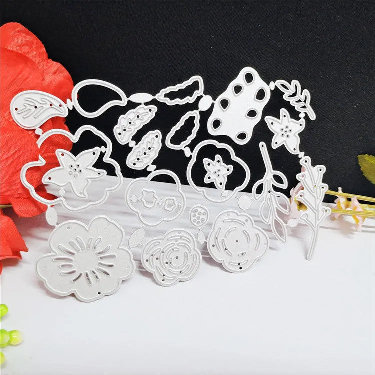 Silver carbon steel flower cutting mould for paper crafts measuring 14.3 by 9.9 centimetres