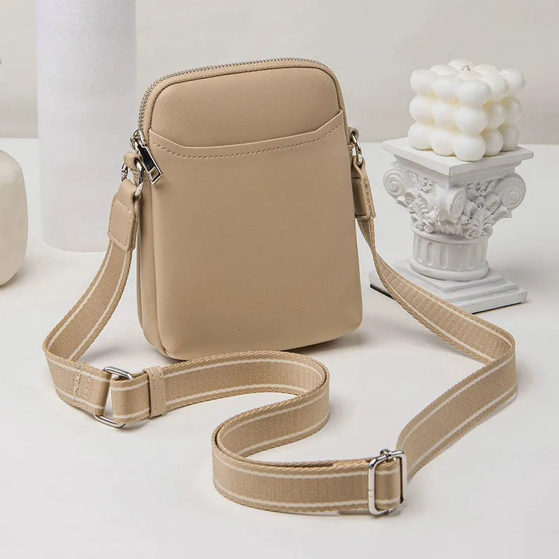 Solid colour small crossbody shoulder bag for women with adjustable strap