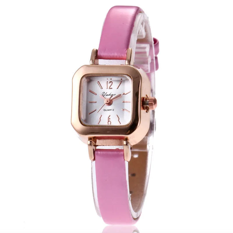 Women's alloy watch with 10mm thickness in black, white, pink, or brown colour options