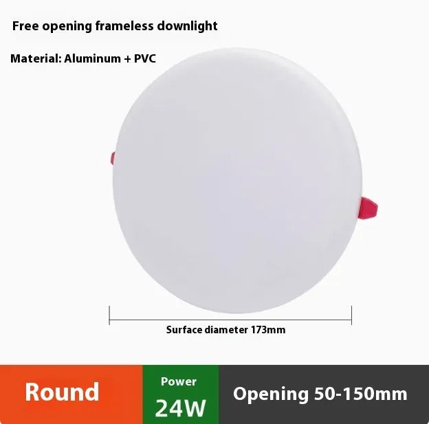 Ultra-thin aluminium LED panel ceiling light showing circle and square shape options