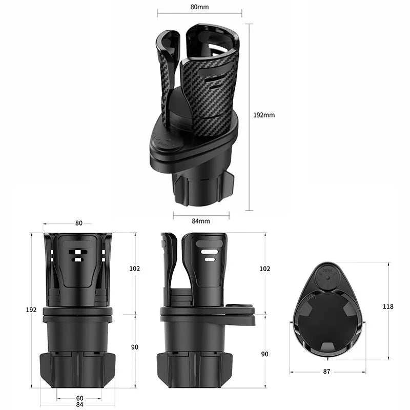 Car cup holder modification accessory in ABS plastic with carbon fibre or matte finish options for vehicle centre console upgrade