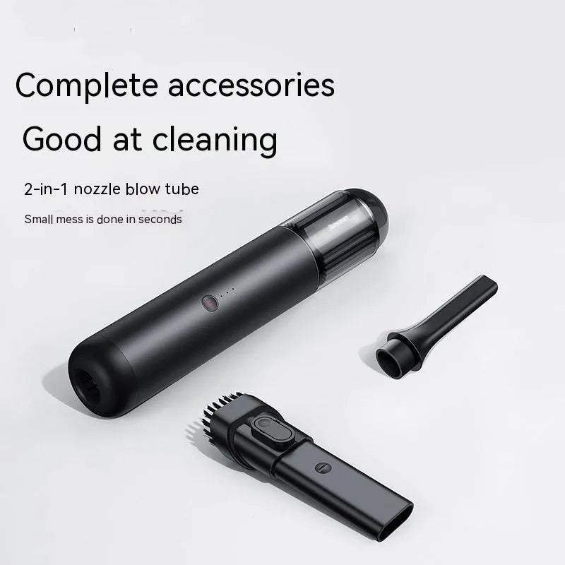 BASEUS A3 black and silver car wireless vacuum cleaner showing compact design