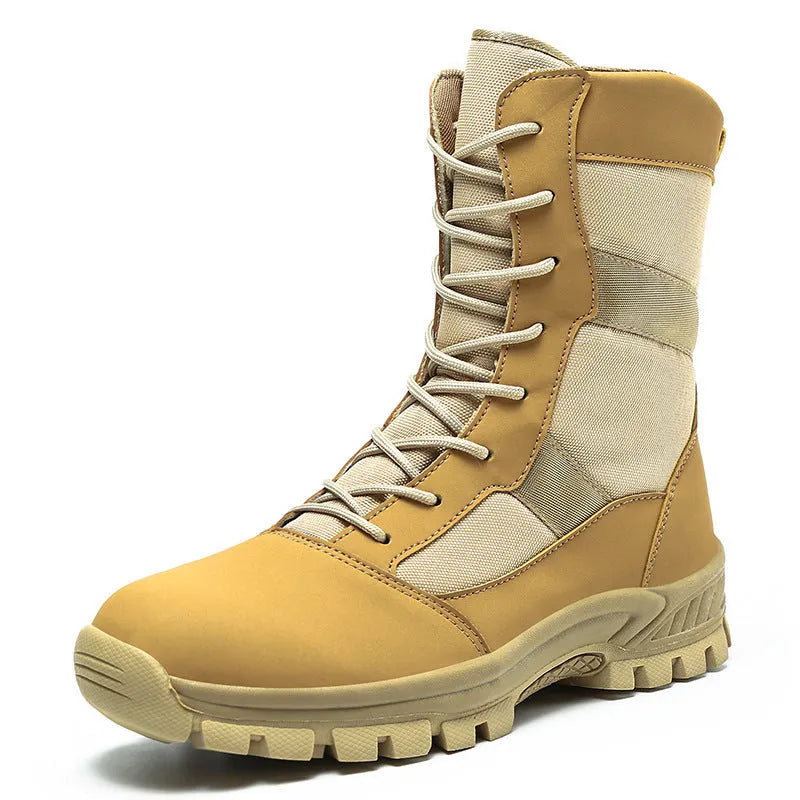 Men's black and camouflage high-top sports boots with mesh upper and totem detail.