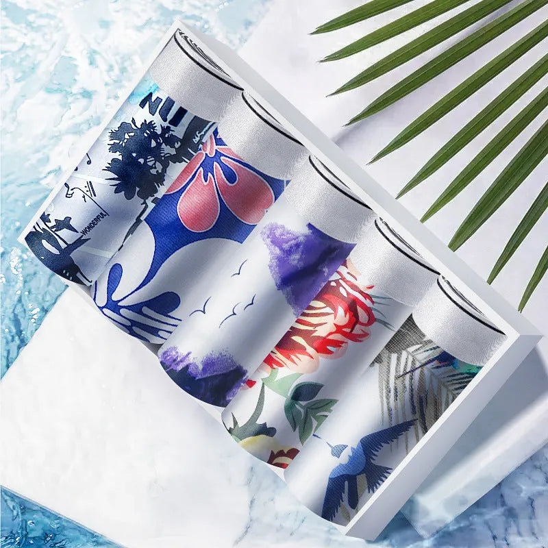 Men's plus size ice silk personalised boxers with body shaping functions in multiple colours