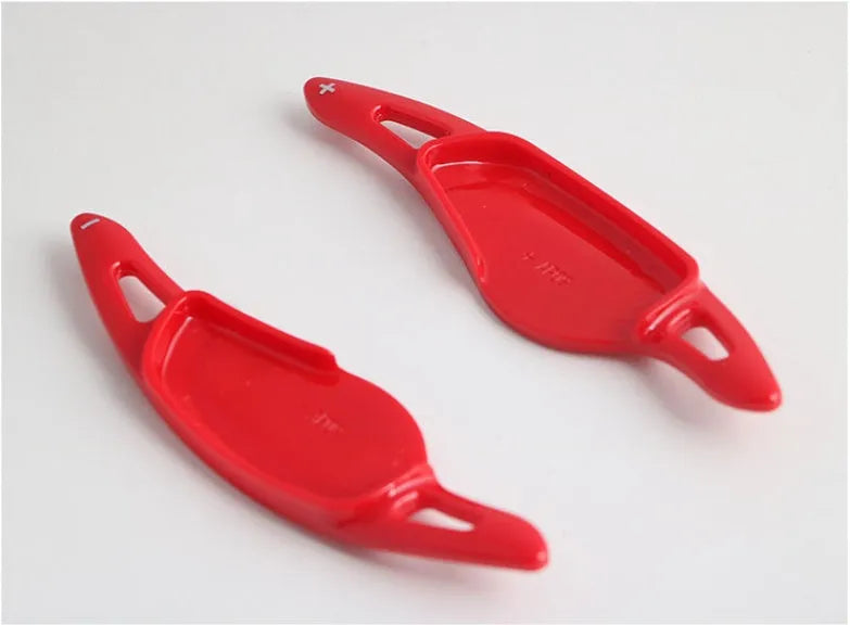 Carbon fibre look steering wheel paddle shift replacements for car interior modification