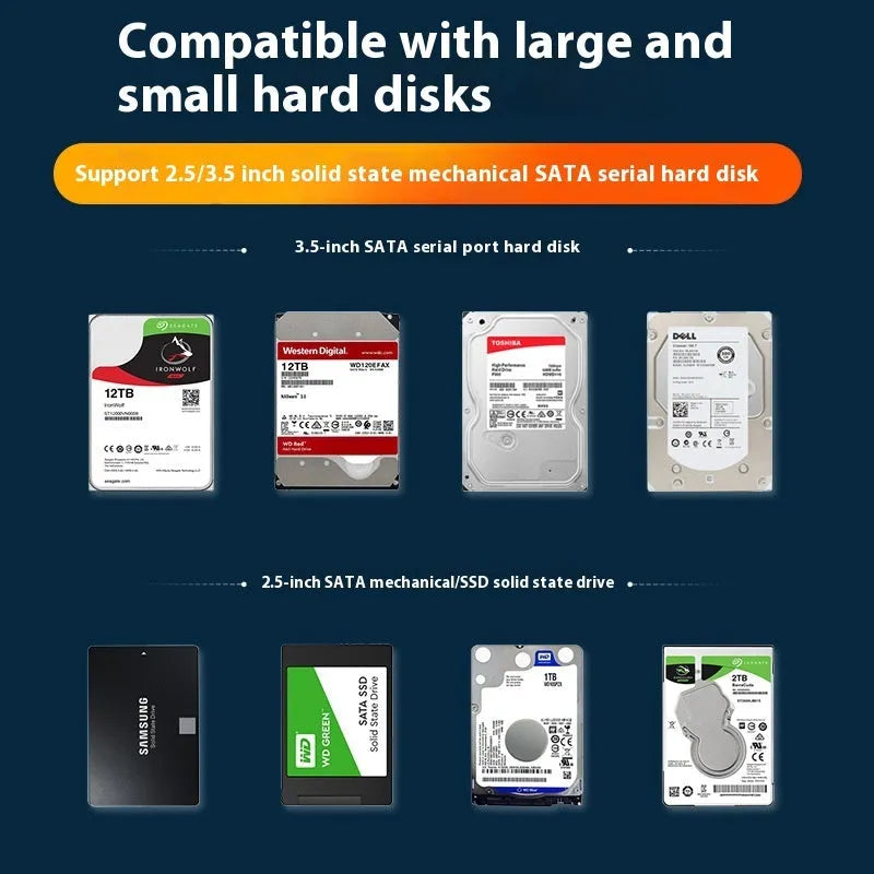 USB 3.0 external hard drive enclosure for 3.5-inch SATA hard disks with slide cover design.