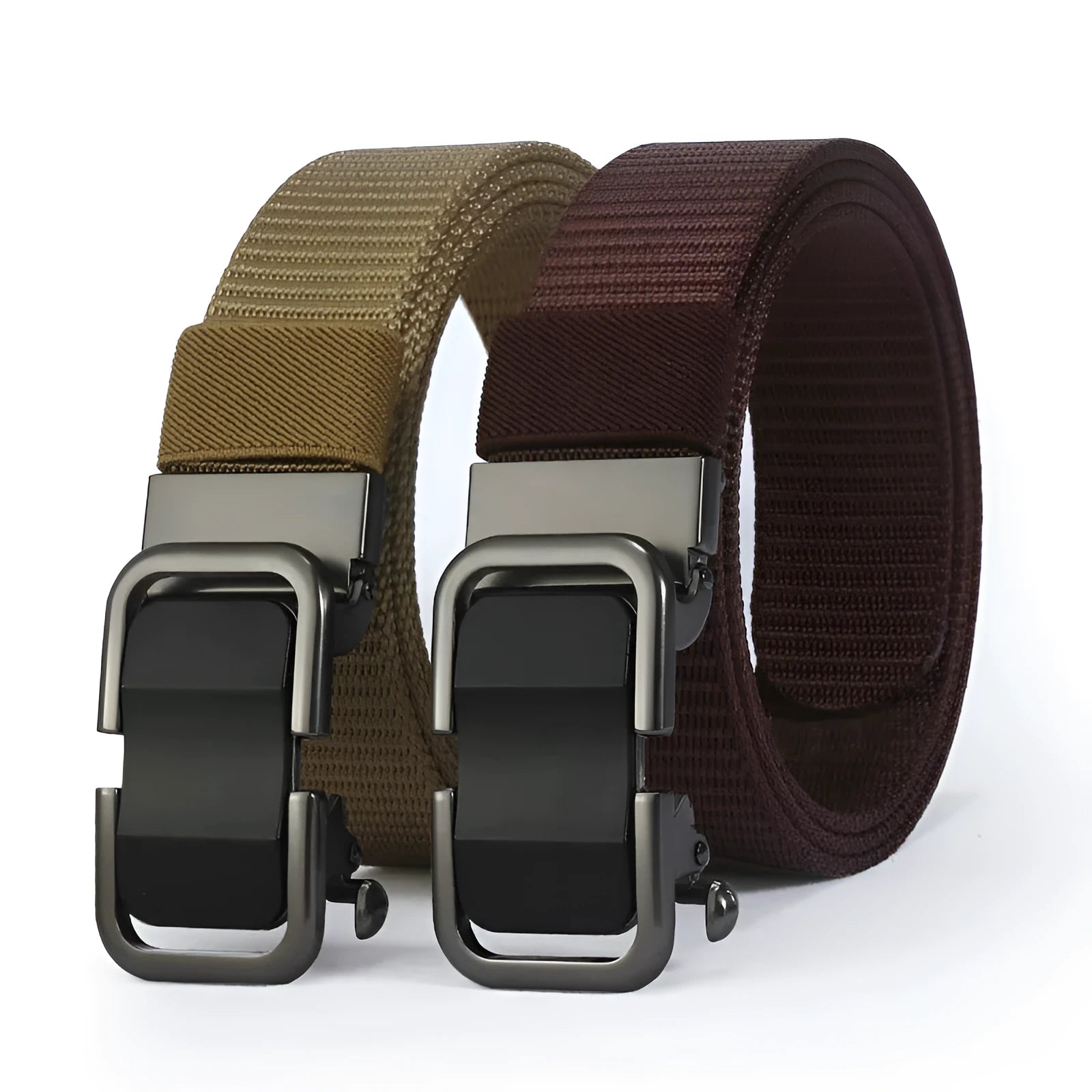 Toothless nylon canvas men's belt with alloy buckle in 120cm length