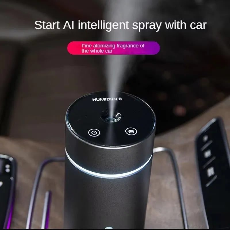 Aluminium car humidifier with essential oil diffuser function, 260ml capacity, USB powered