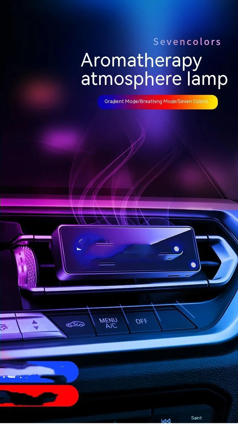 Black car vent aromatherapy diffuser with LED lights and removable fragrance sticks