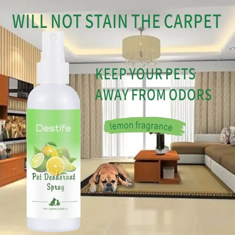 100ml lemon pet deodorant aromatherapy spray bottle for cat and dog cleaning