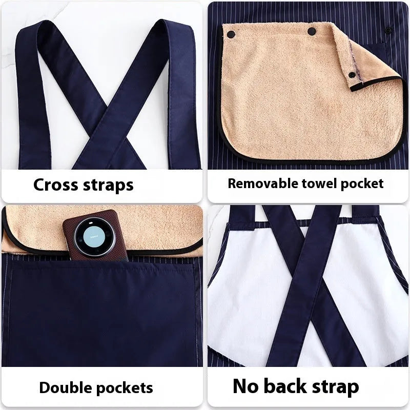 Kitchen waterproof apron in polyester composite material with free size design