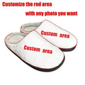 Pair of printed cotton flannel slippers with a soft TPR sole on a wooden floor.