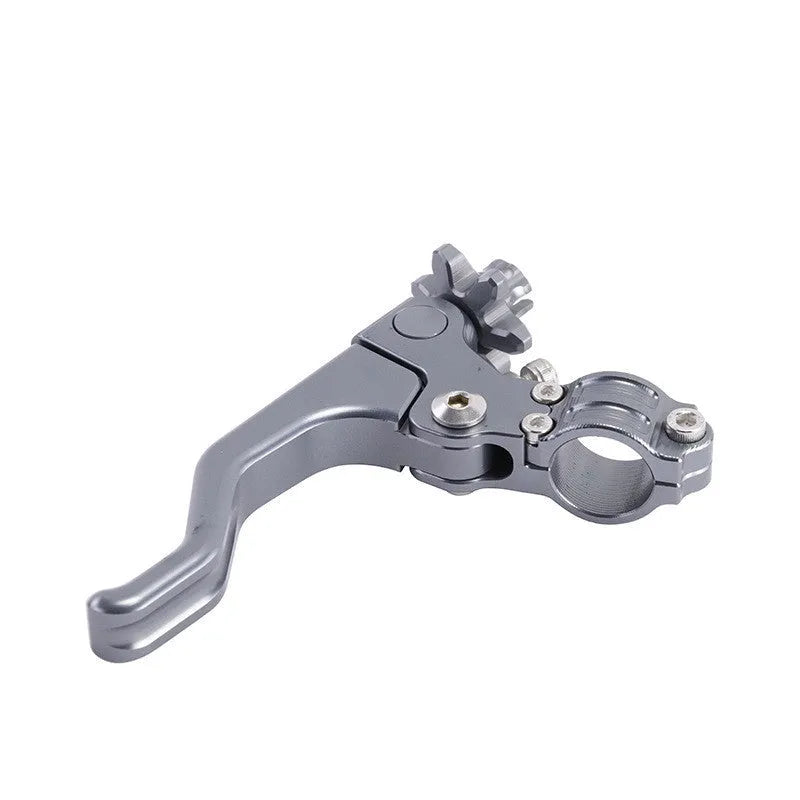 Motorcycle clutch lever in aluminium alloy with two-finger design shown in multiple colour options