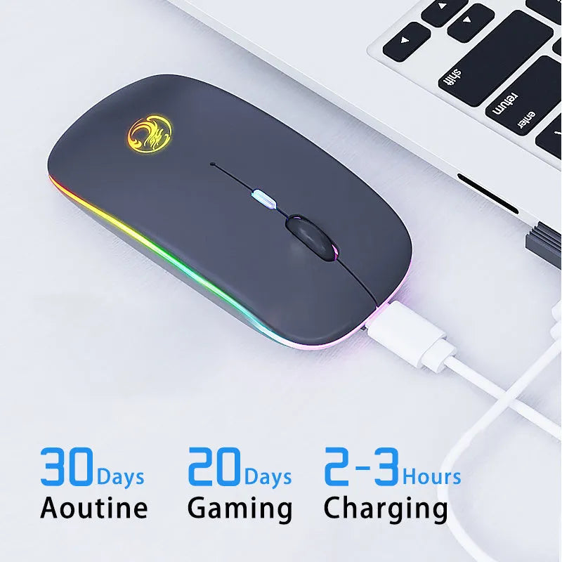 Luminous wireless silent mouse with dual-mode connectivity and rechargeable battery