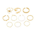 Gold-coloured alloy ring with openwork flower design and glossy electroplated finish