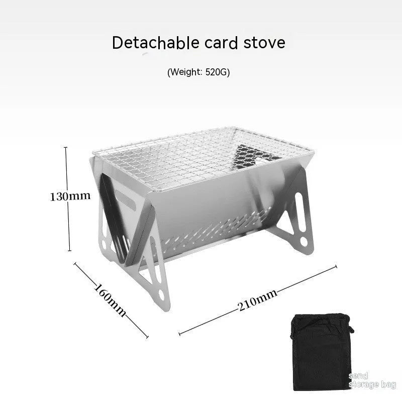 Outdoor folding stainless steel barbecue oven with large grill plate and storage bag