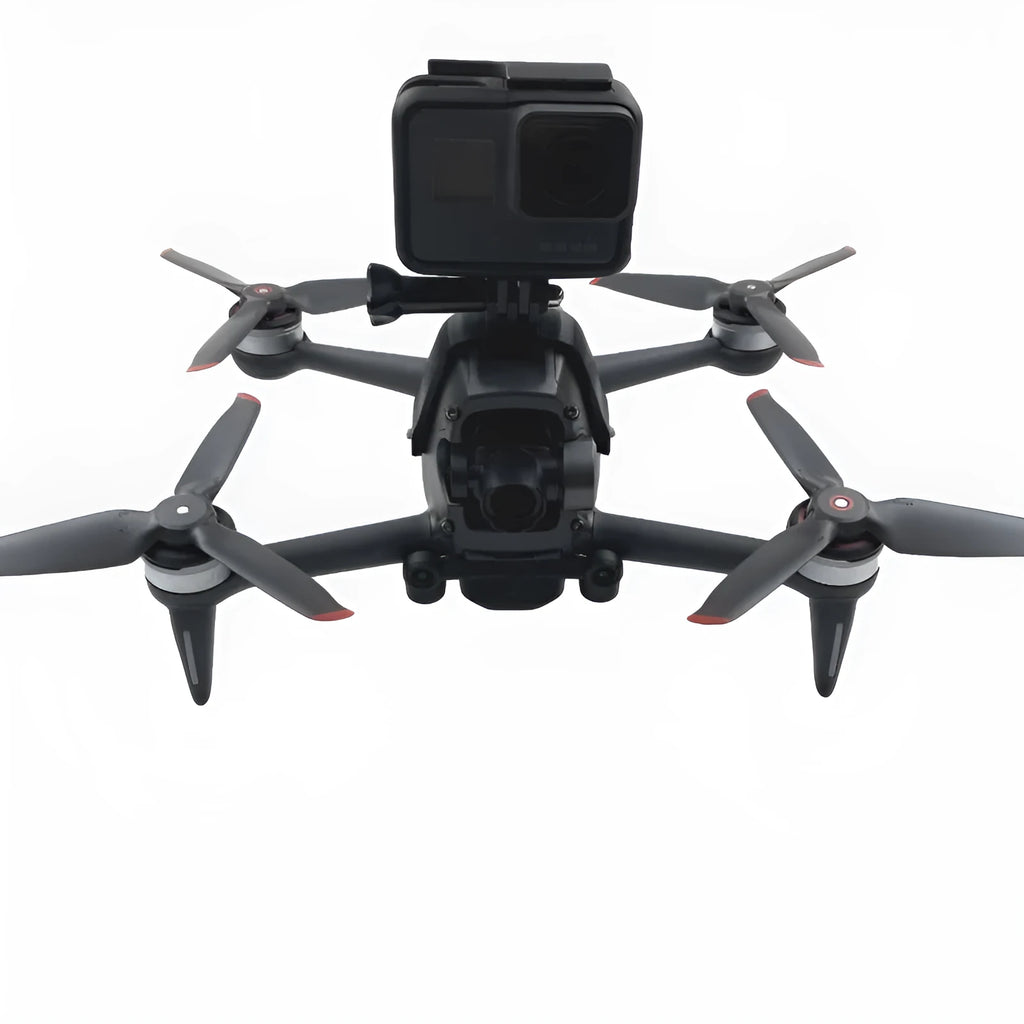 3D-printed GoPro expansion bracket with sponge layer for FPV drone camera mounting.