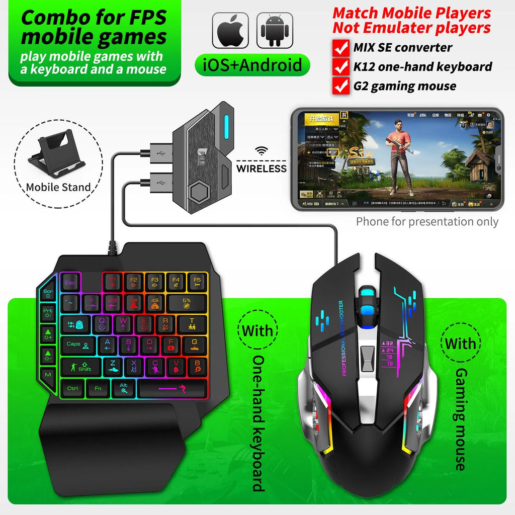 USB gaming converter for mobile games with keyboard and mouse compatibility