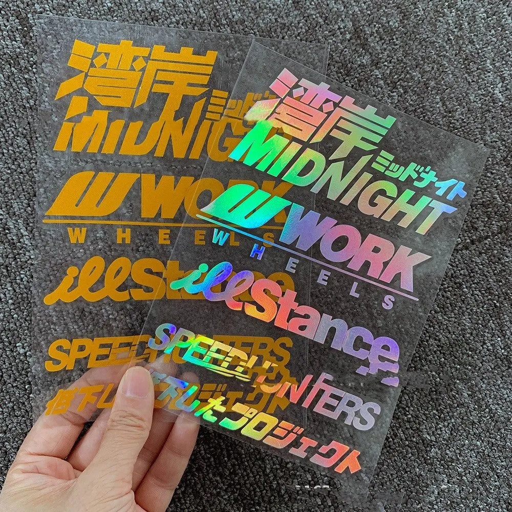 Motorcycle reflective bumper sticker sheet measuring 16cm by 11cm with self-adhesive pet material