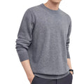 Men's regular fit pullover sweater in standard wool, shown in light grey colour.