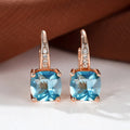 Square zircon geometric ear hooks with Korean fashion design in multiple colour options