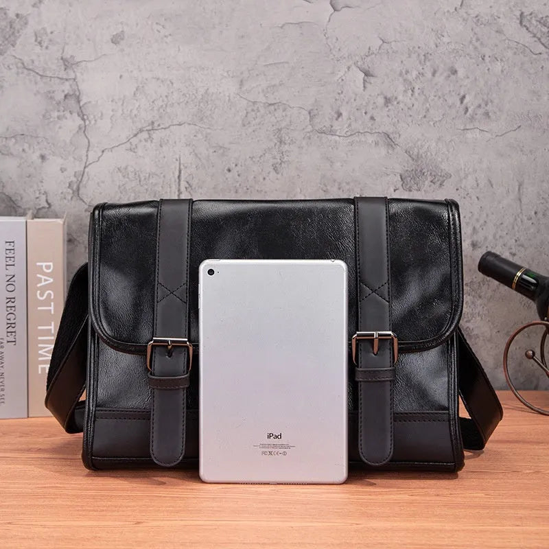 Black men's anti-theft commuter backpack with Korean styling and contrast stitching