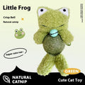 Plush cat toy with catnip ball and bell in brown bear, pink rabbit, piyopiyo or green frog colours