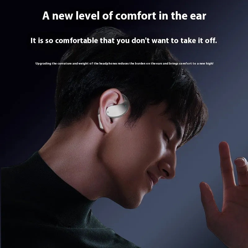 Sports Bluetooth earphones with hanging ear design and digital display screen in black colour