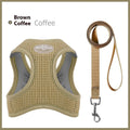 Brown waffle cloth pet harness chest strap with hand holding rope for small dogs