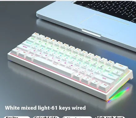 61-key computer mechanical keyboard with tea shaft switches in multiple colour combinations