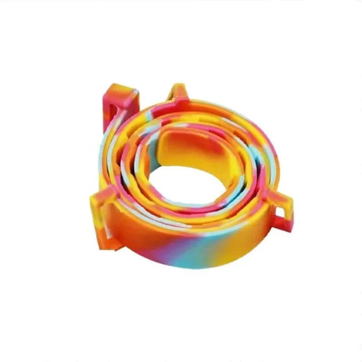 Rainbow coloured plastic flea repellent collar for pets in cat and dog size options