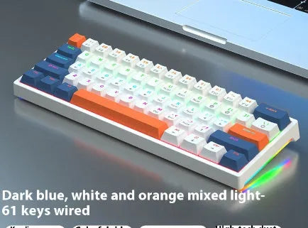61-key computer mechanical keyboard with tea shaft switches in multiple colour combinations