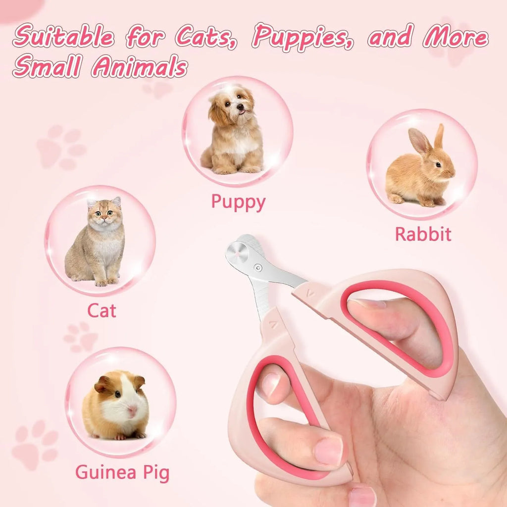 Blue pet nail clipper with positioning hole and non-slip handle for safe trimming