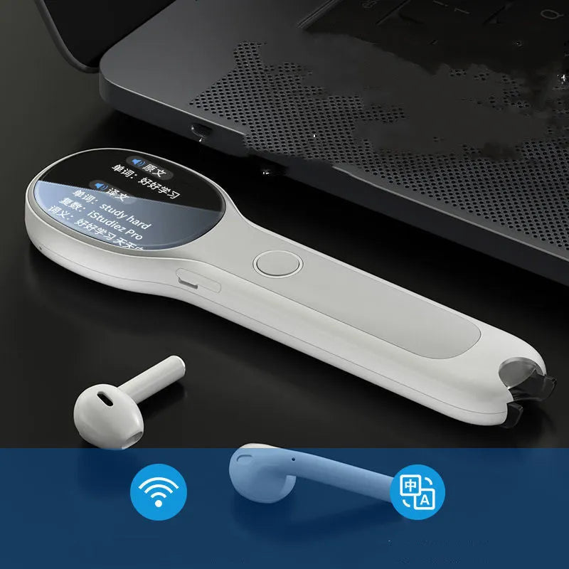 White reading pen with translation and English learning functions, Basic Edition with USB charging cable