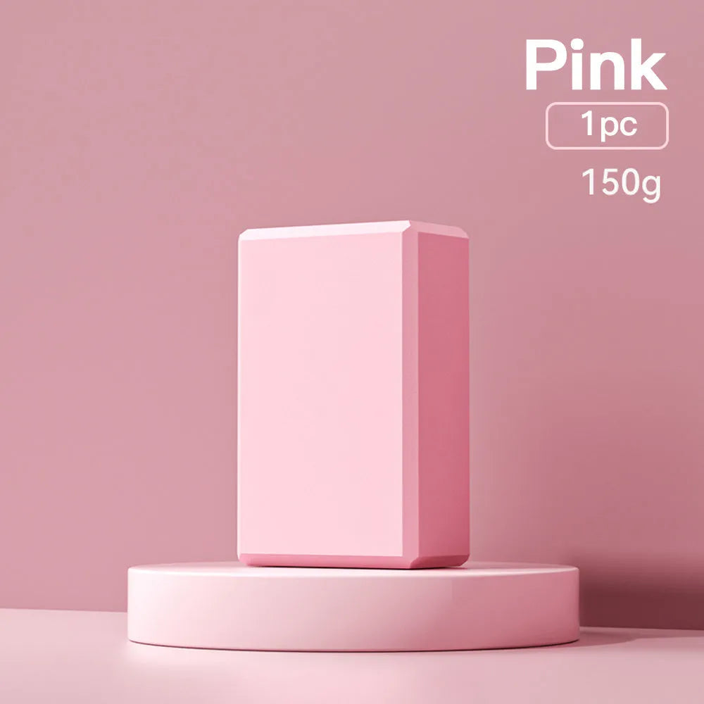 Solid colour EVA foam yoga brick with hexagonal ridged design for balance training
