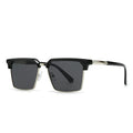 Men's square frame sunglasses with box-style design showing six colour variations