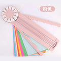Pink plastic 12-in-1 manual paper cutting machine for decorative edges on craft paper
