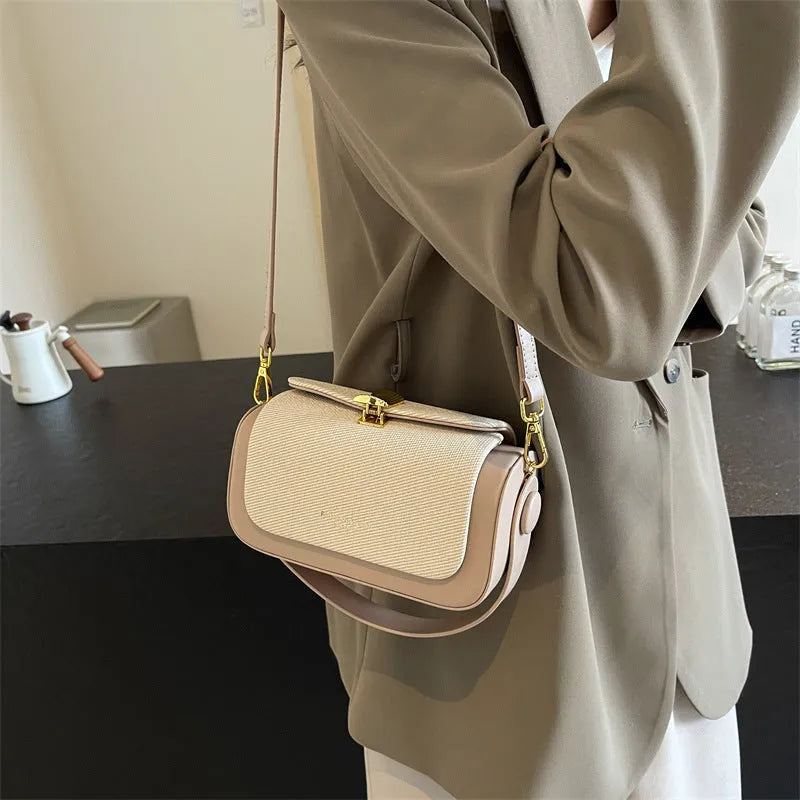 Women's PU leather messenger bag in urban simplicity style with horizontal square shape