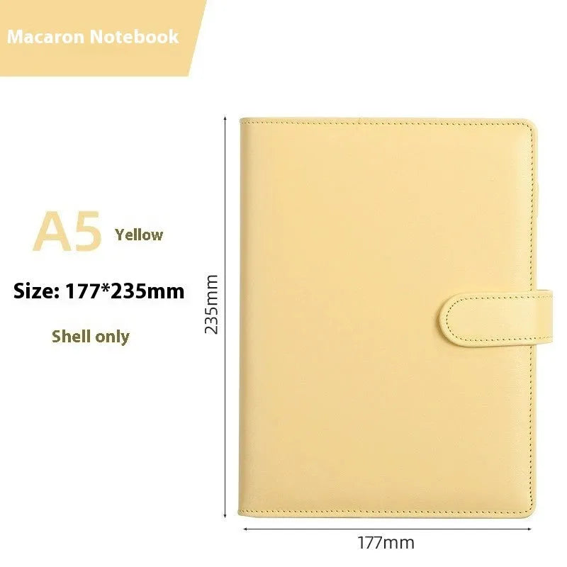 A5 solid colour PU leather notebook shell with zipper closure shown in pink